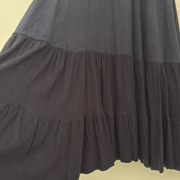 Free People Right On Time Tie Back Peplum Cotton Blend Tunic Top Black Blue M - Picture 6 of 15